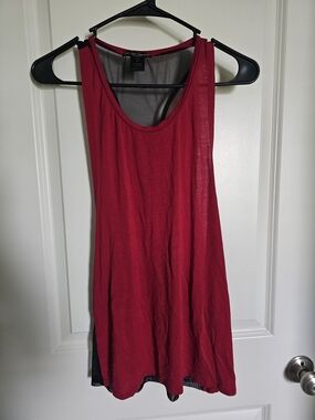 See You Monday Red & Black Mesh Scoop Muscle Tank Top Sz Md